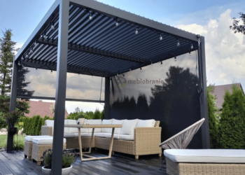 Pergola aluminiowa Lufer (3x4) w odcieniu Antracite, dostępna na meblobranie.pl